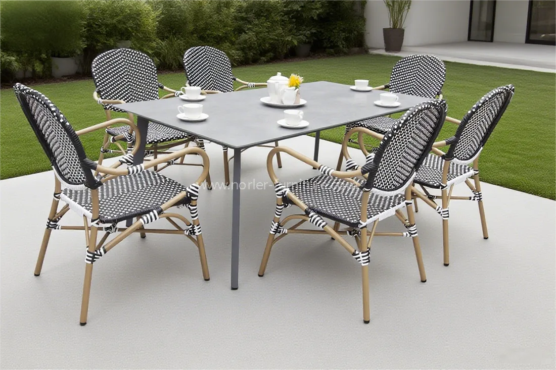 Modern Waterproof Durable Aluminum PE Rattan Dining Set